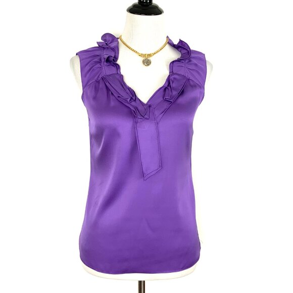Elie Tahari Silk Emory Ruffle Collar Blouse Size XS - Picture 4 of 16